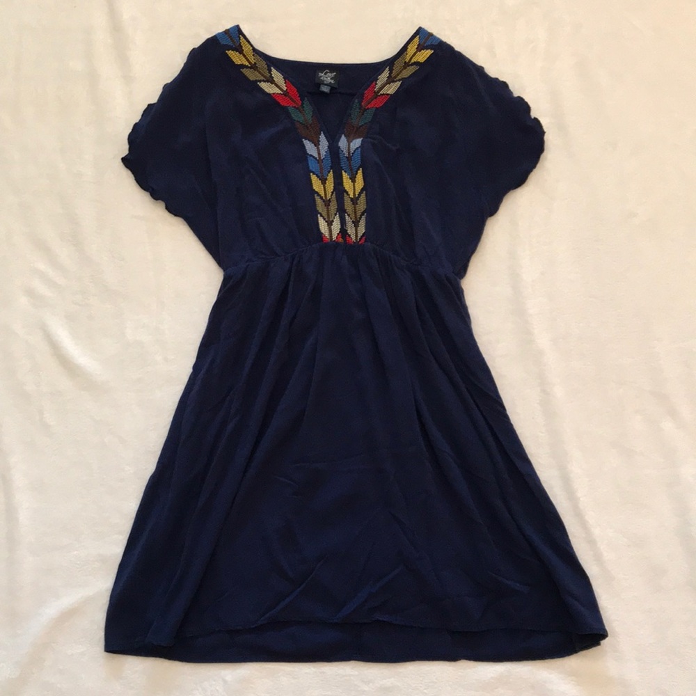 navy blue love reign dress w/ colorful stitching